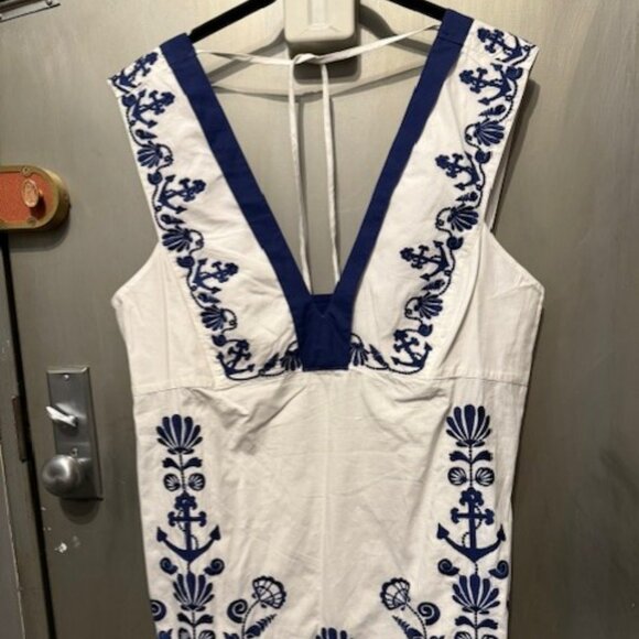 Retro Embroidered Floral Nautical / Sailor Mini Dress - Picture 11 of 16